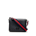 GUCCI MESSENGER BAG GG SUPREME CANVAS BLACK MULTICOLOUR STRAP SHW