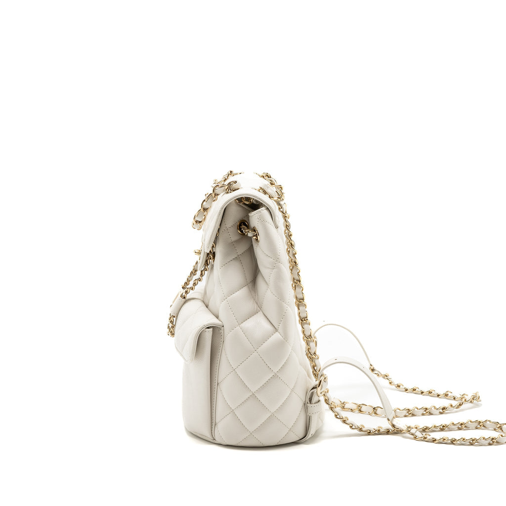 CHANEL 22S MINI BACKPACK GRAINED CALFSKIN WHITE LGHW(MICROCHIP)