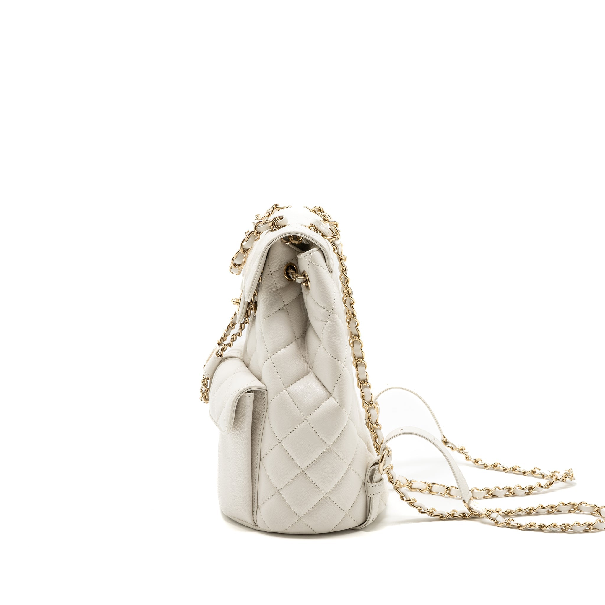 CHANEL 22S MINI BACKPACK GRAINED CALFSKIN WHITE LGHW(MICROCHIP)