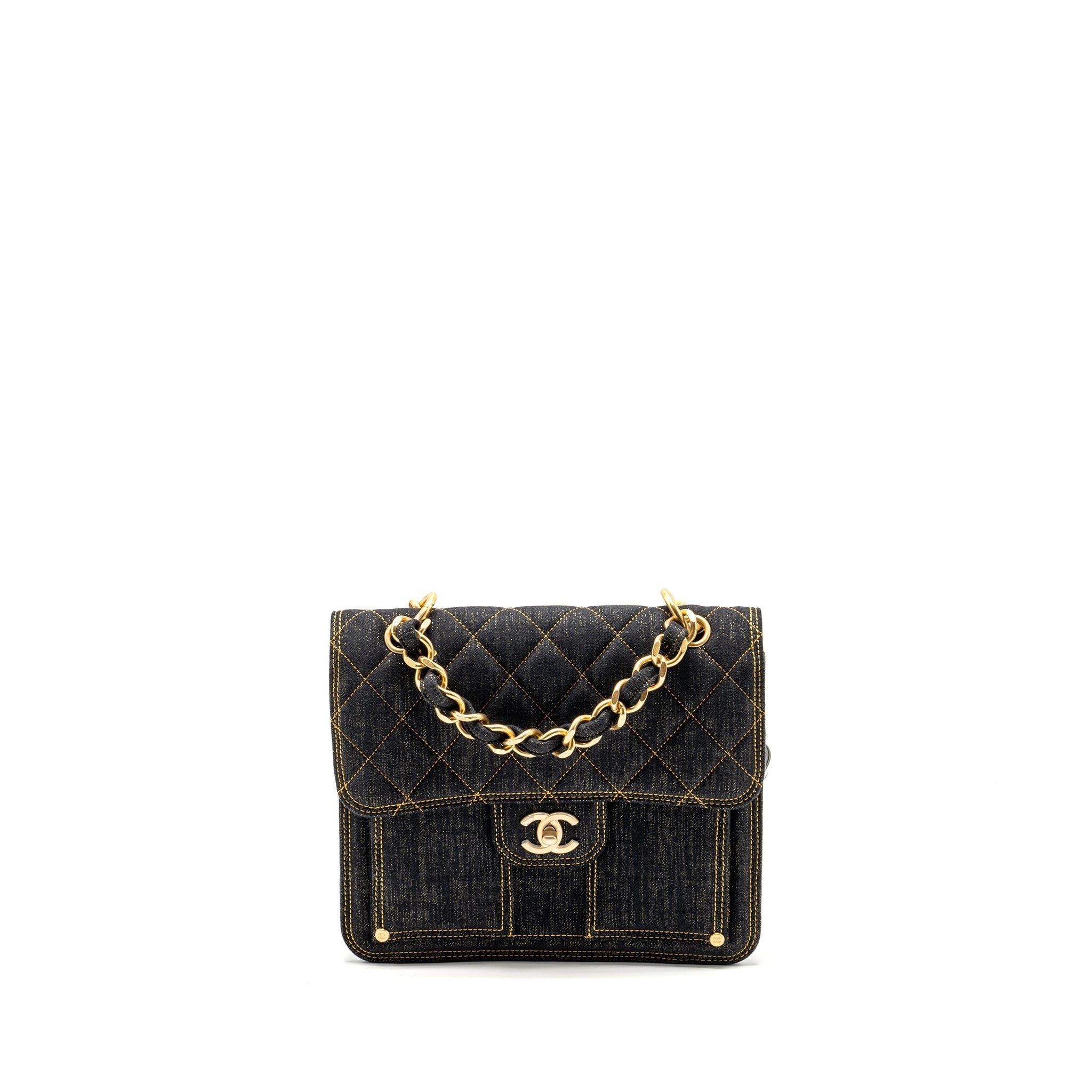 CHANEL 23S FLAP BACKPACK DENIM DARK BLUE WITH BRUSHED GHW (MICROCHIP)