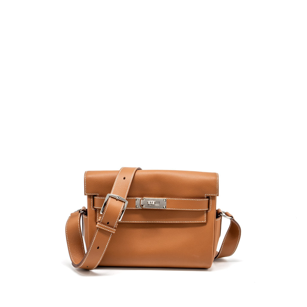 HERMES KELLY MESSENGER PM BAG EVERCOLOR GOLD SHW