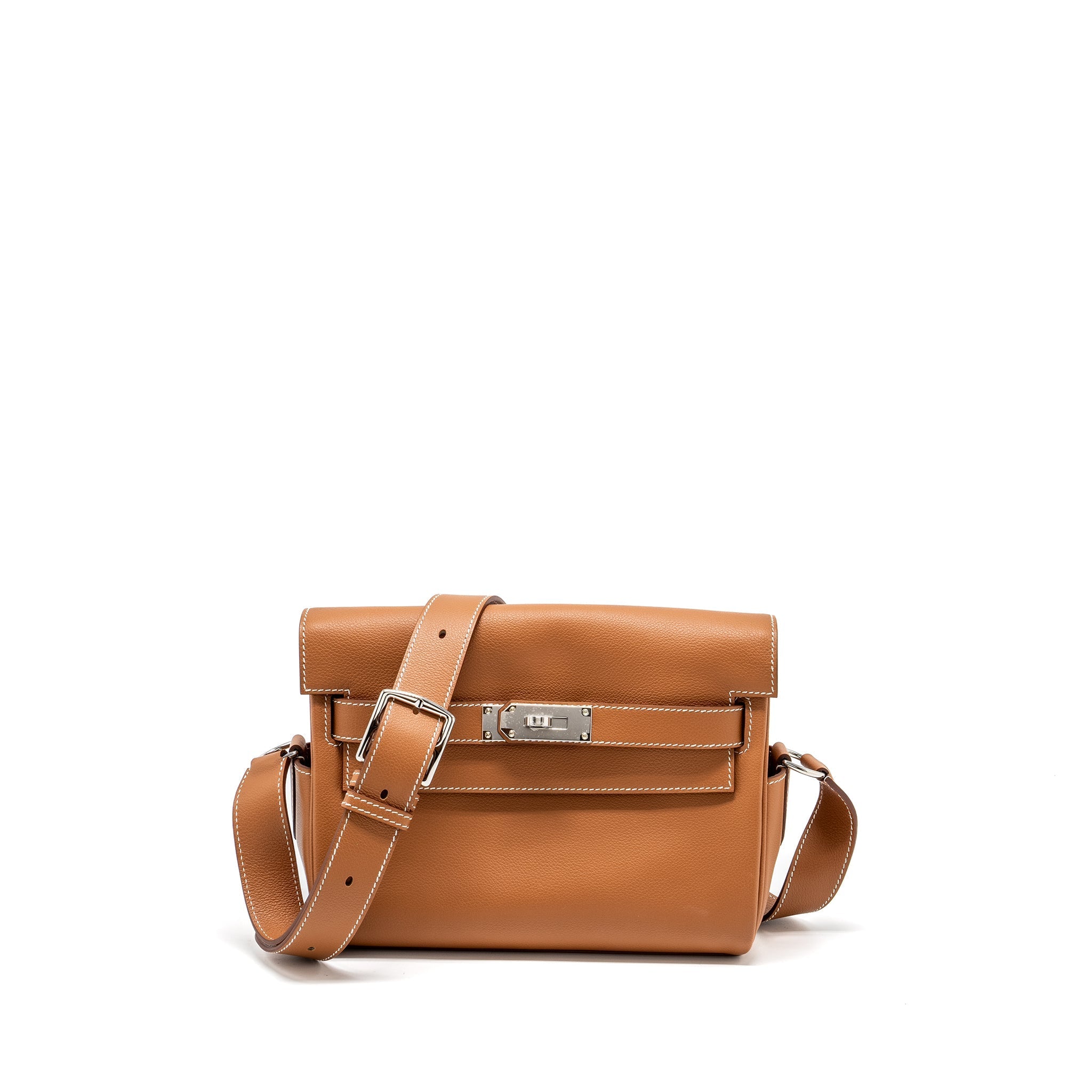 HERMES KELLY MESSENGER PM BAG EVERCOLOR GOLD SHW