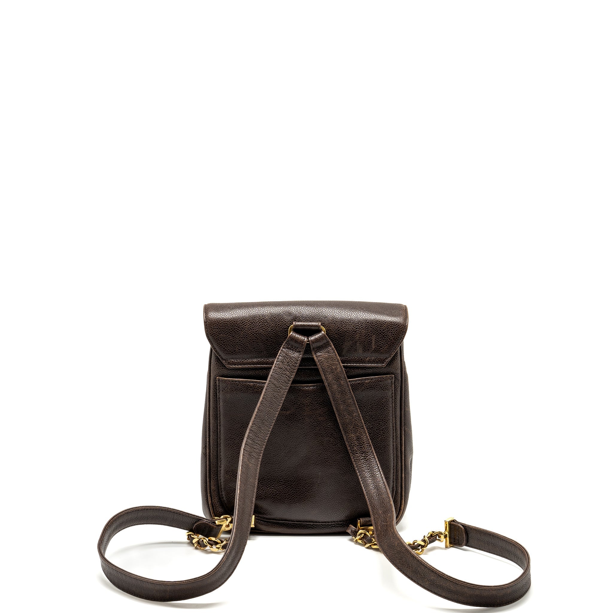 CHANEL VINTAGE FLAP BACKPACK CAVIAR BROWN GHW
