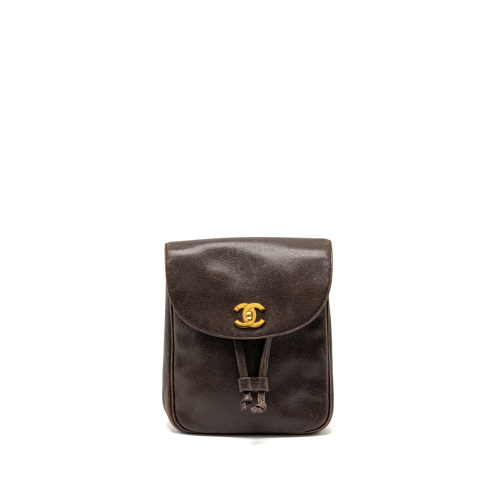 CHANEL VINTAGE FLAP BACKPACK CAVIAR BROWN GHW
