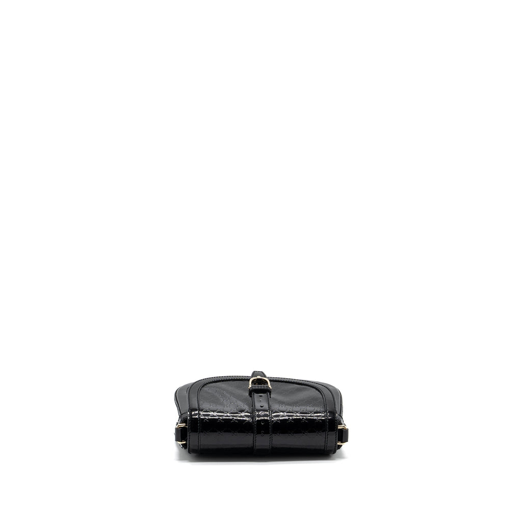GUCCI MESSENGER CROSSBODY BAG PATENT BLACK LGHW