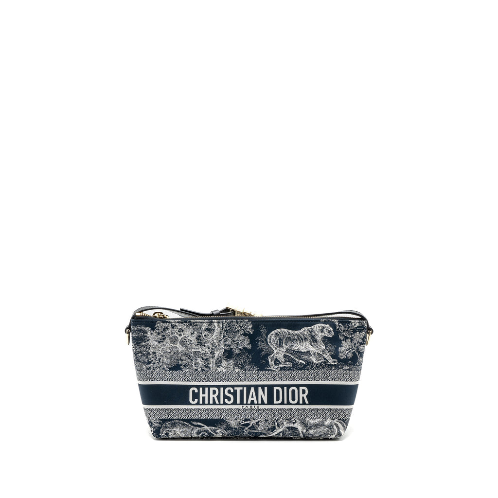 DIOR MEDIUM DIOR TRAVEL NOMAD POUCH FABRIC NAVY GHW