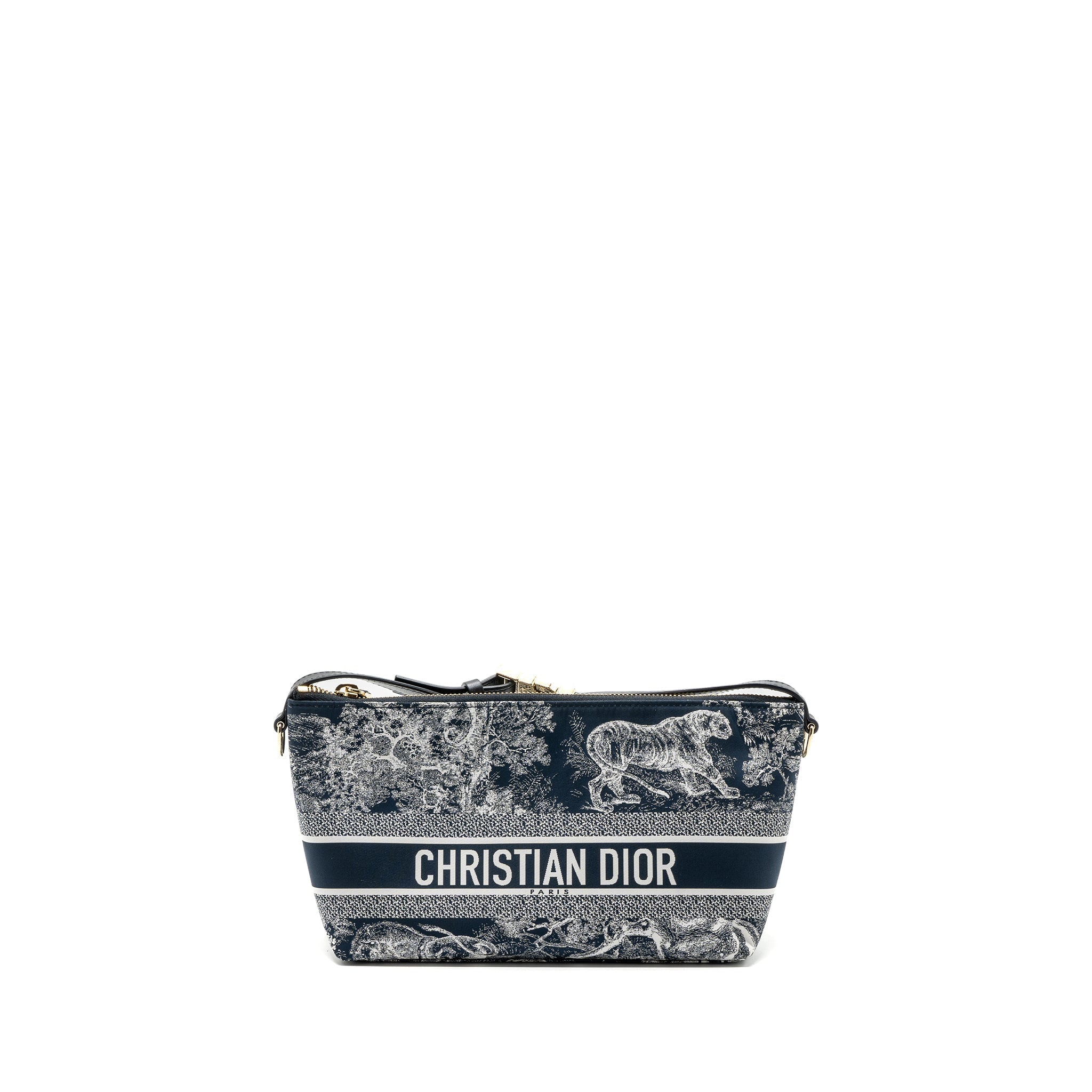 DIOR MEDIUM DIOR TRAVEL NOMAD POUCH FABRIC NAVY GHW