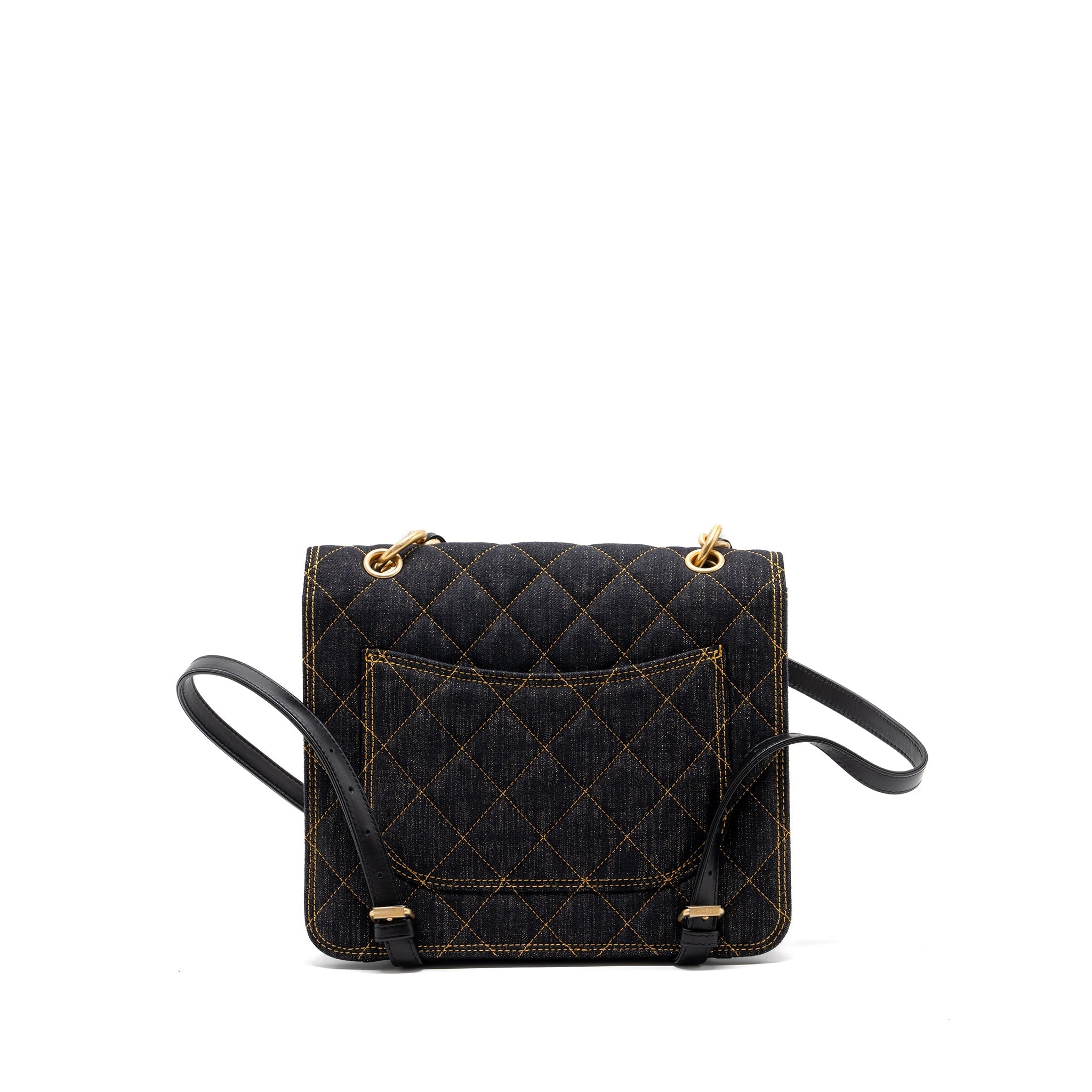 CHANEL 23S FLAP BACKPACK DENIM DARK BLUE BRUSHED GHW (MICROCHIP)