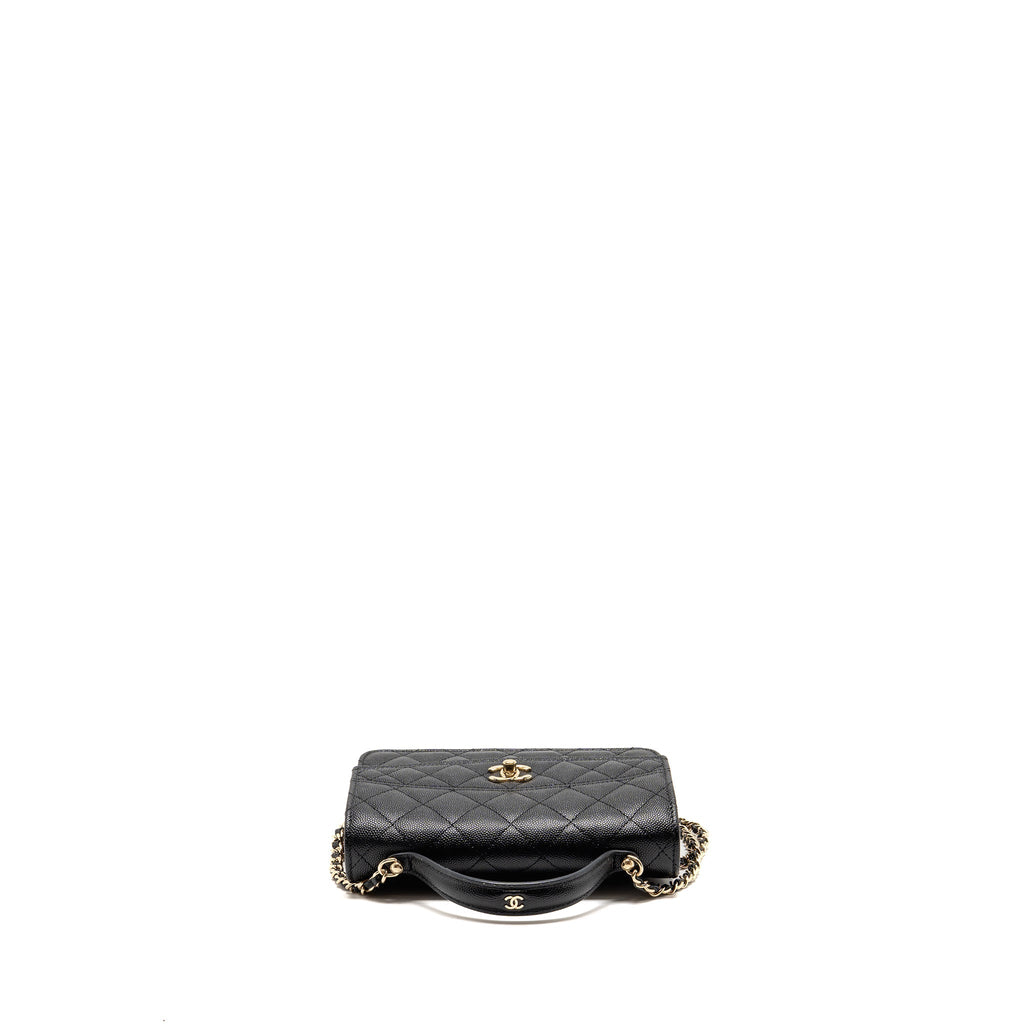CHANEL 25C QUILTED CC TOP HANDLE MINI BACKPACK CAVIAR BLACK LGHW (MICROCHIP)