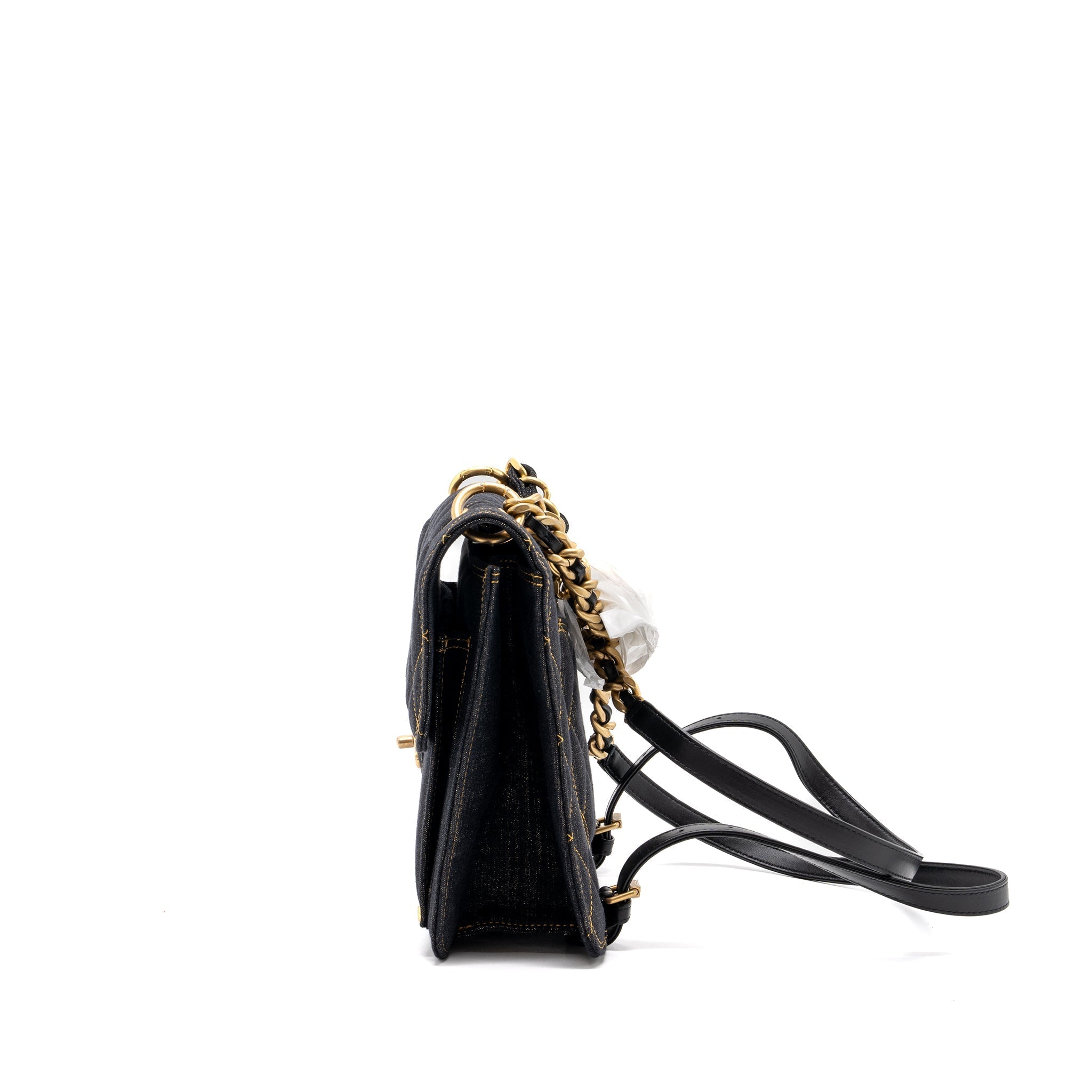 CHANEL 23S FLAP BACKPACK DENIM DARK BLUE BRUSHED GHW (MICROCHIP)