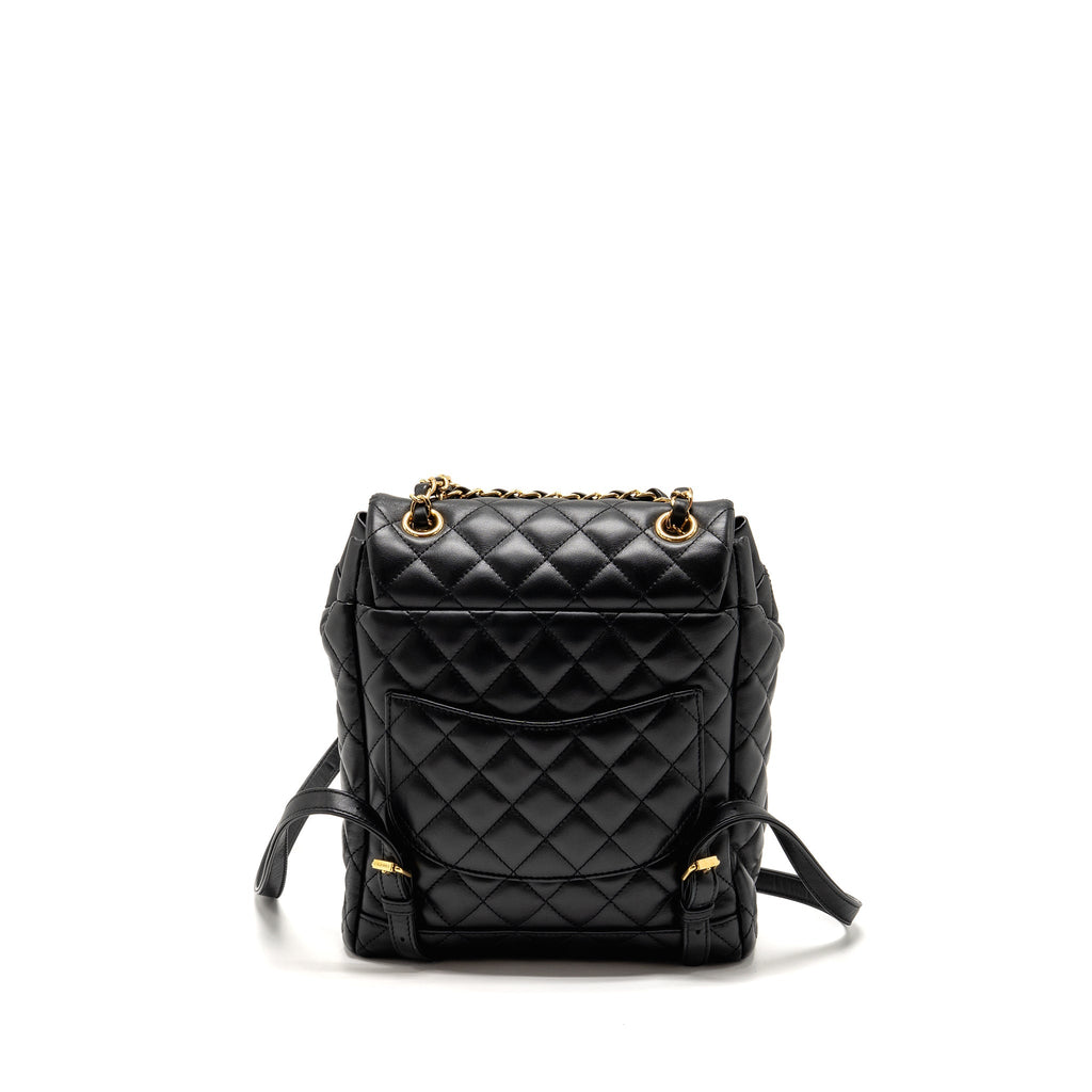 CHANEL URBAN SPIRIT FLAP BACKPACK LAMBSKIN BLACK GHW