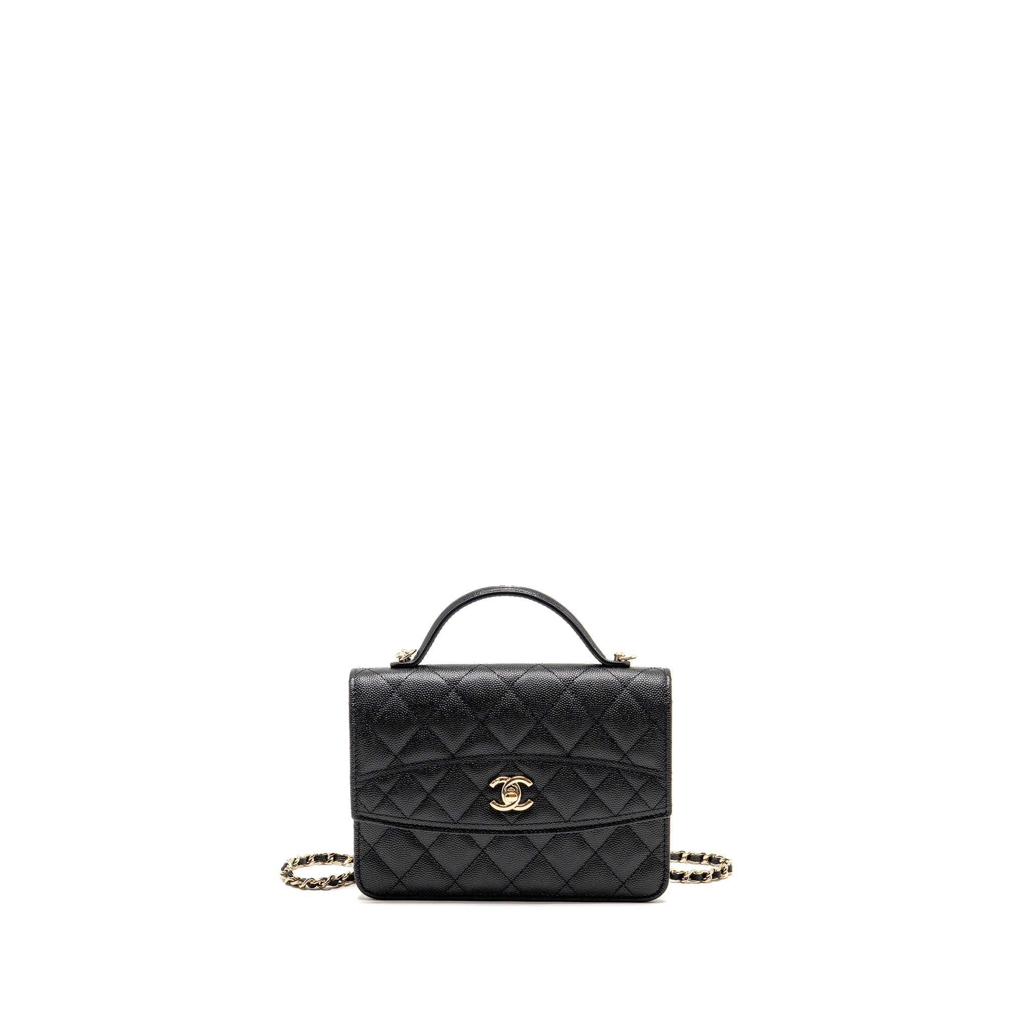 CHANEL 25C QUILTED CC TOP HANDLE MINI BACKPACK CAVIAR BLACK LGHW (MICROCHIP)