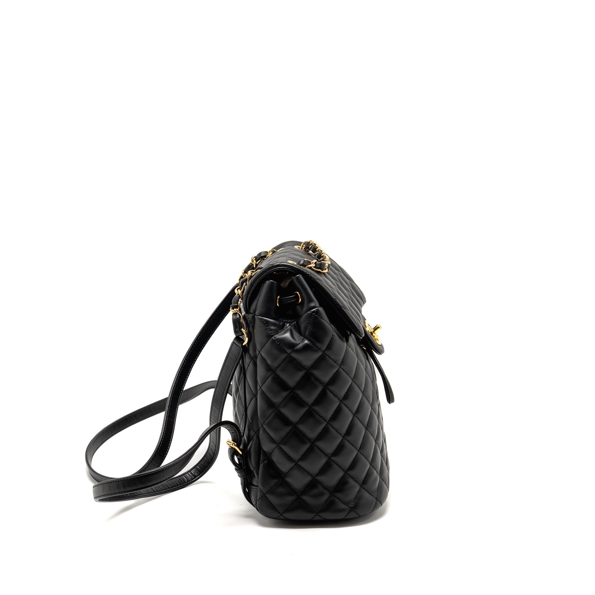 CHANEL URBAN SPIRIT FLAP BACKPACK LAMBSKIN BLACK GHW