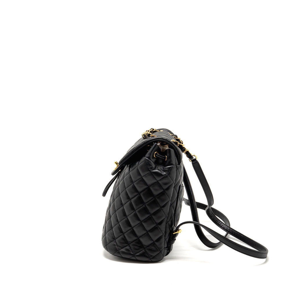 CHANEL URBAN SPIRIT FLAP BACKPACK LAMBSKIN BLACK GHW