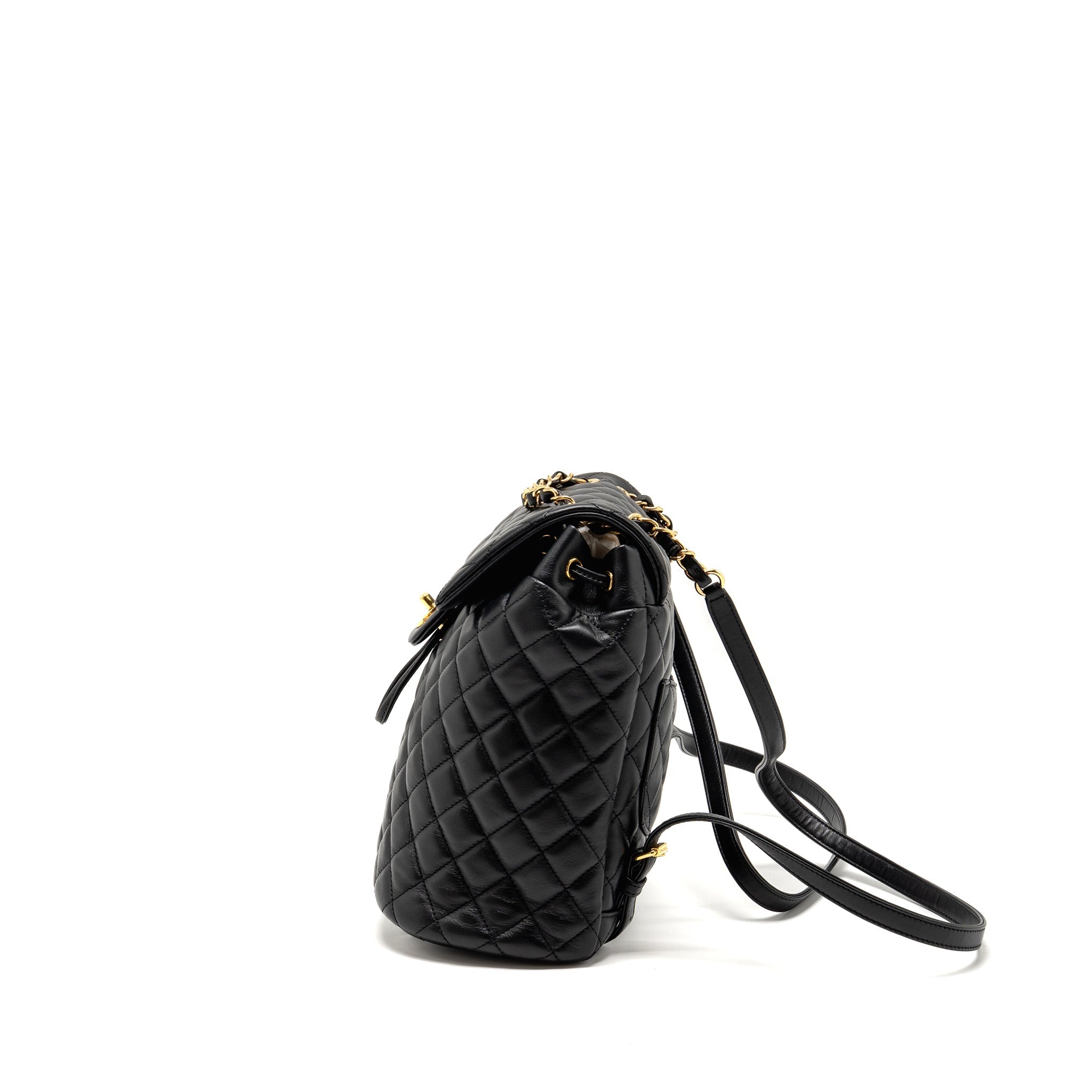 CHANEL URBAN SPIRIT FLAP BACKPACK LAMBSKIN BLACK GHW