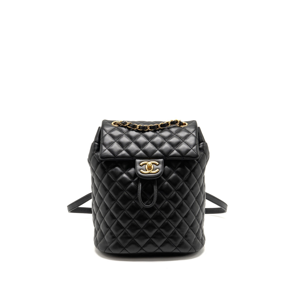 CHANEL URBAN SPIRIT FLAP BACKPACK LAMBSKIN BLACK GHW
