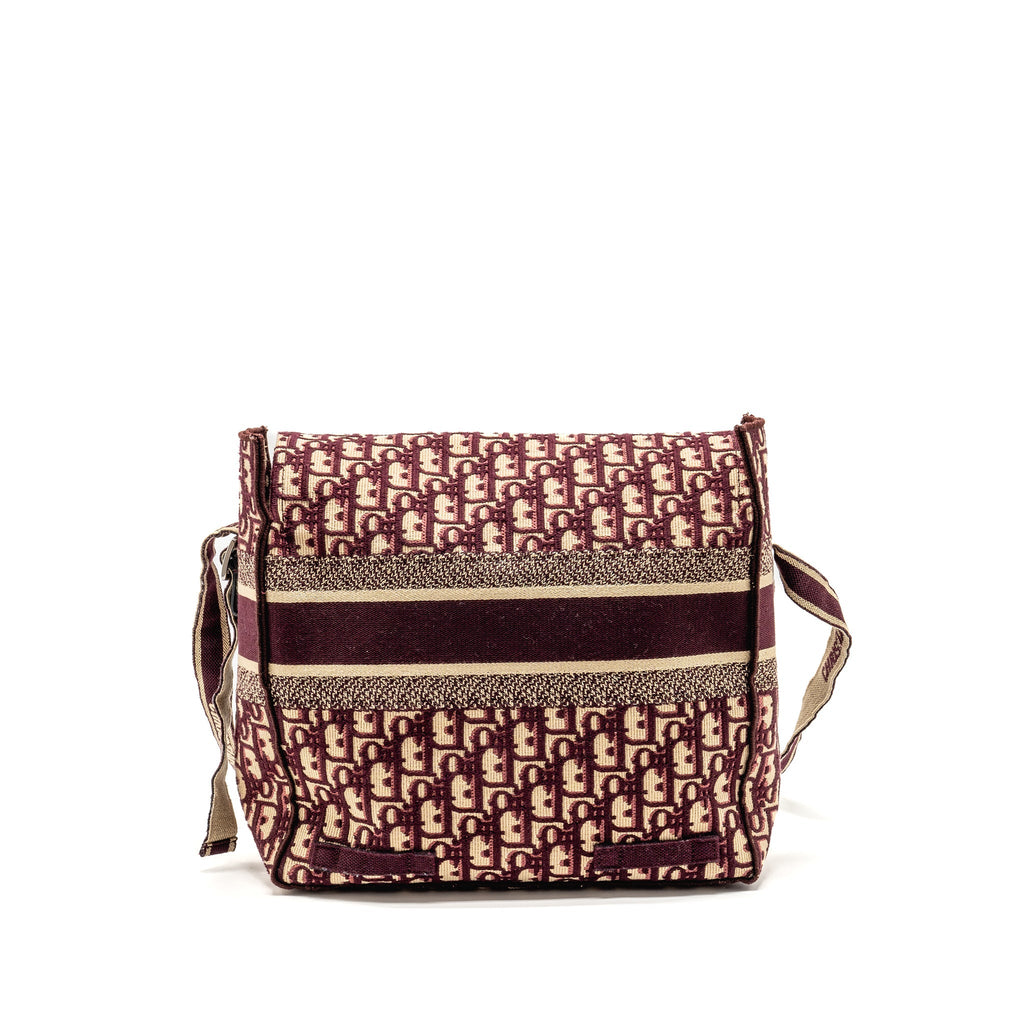 DIOR CROSSBODY MESSENGER BAG OBLIQUE CANVAS BURGUNDY/BEIGE SHW