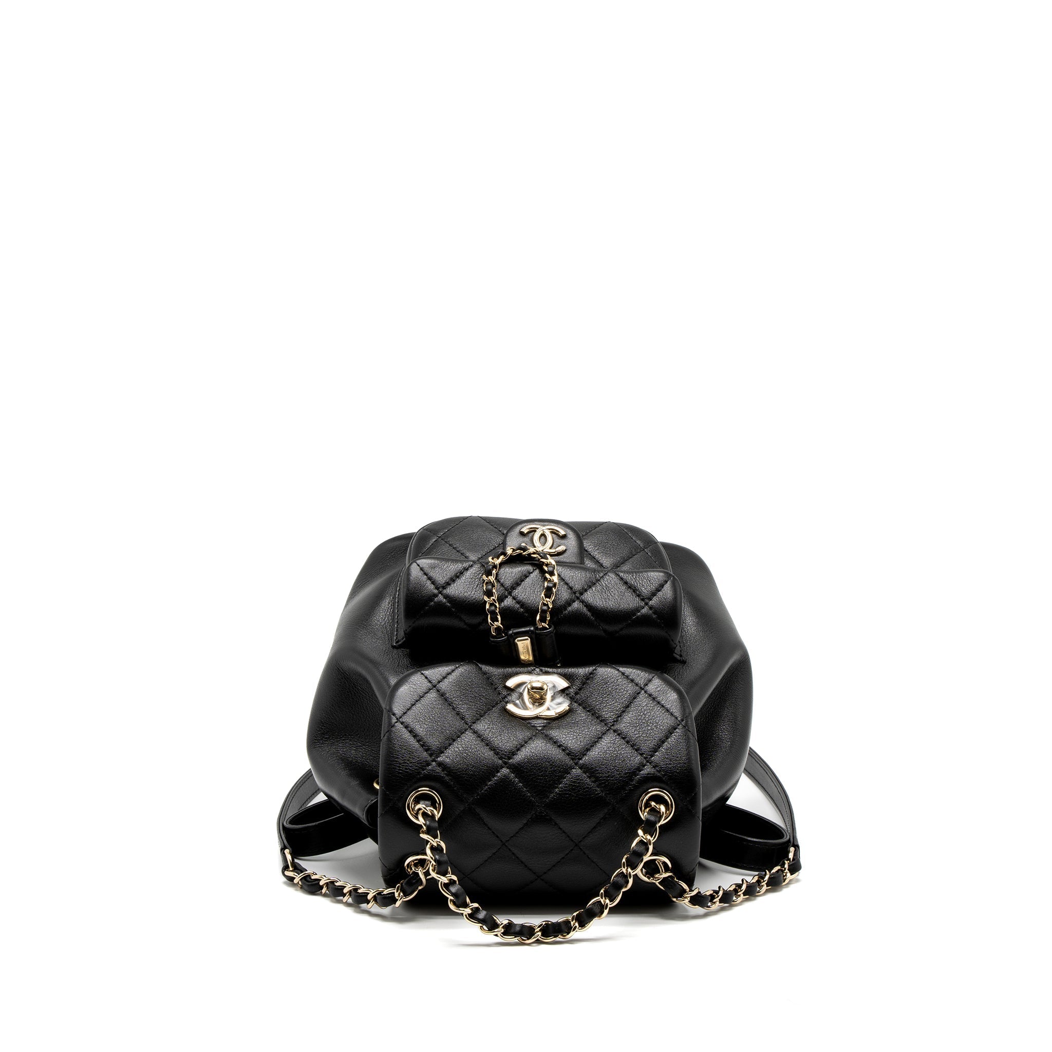 CHANEL 23C DUMA MINI BACKPACK CALFSKIN BLACK LGHW (MICROCHIP)