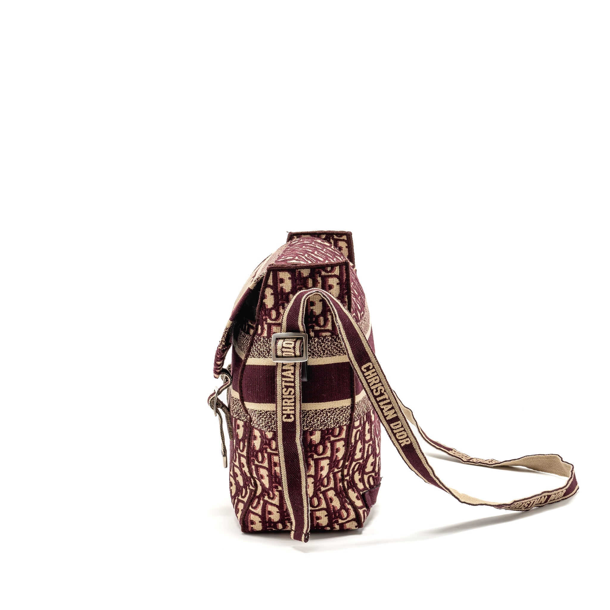 DIOR CROSSBODY MESSENGER BAG OBLIQUE CANVAS BURGUNDY/BEIGE SHW