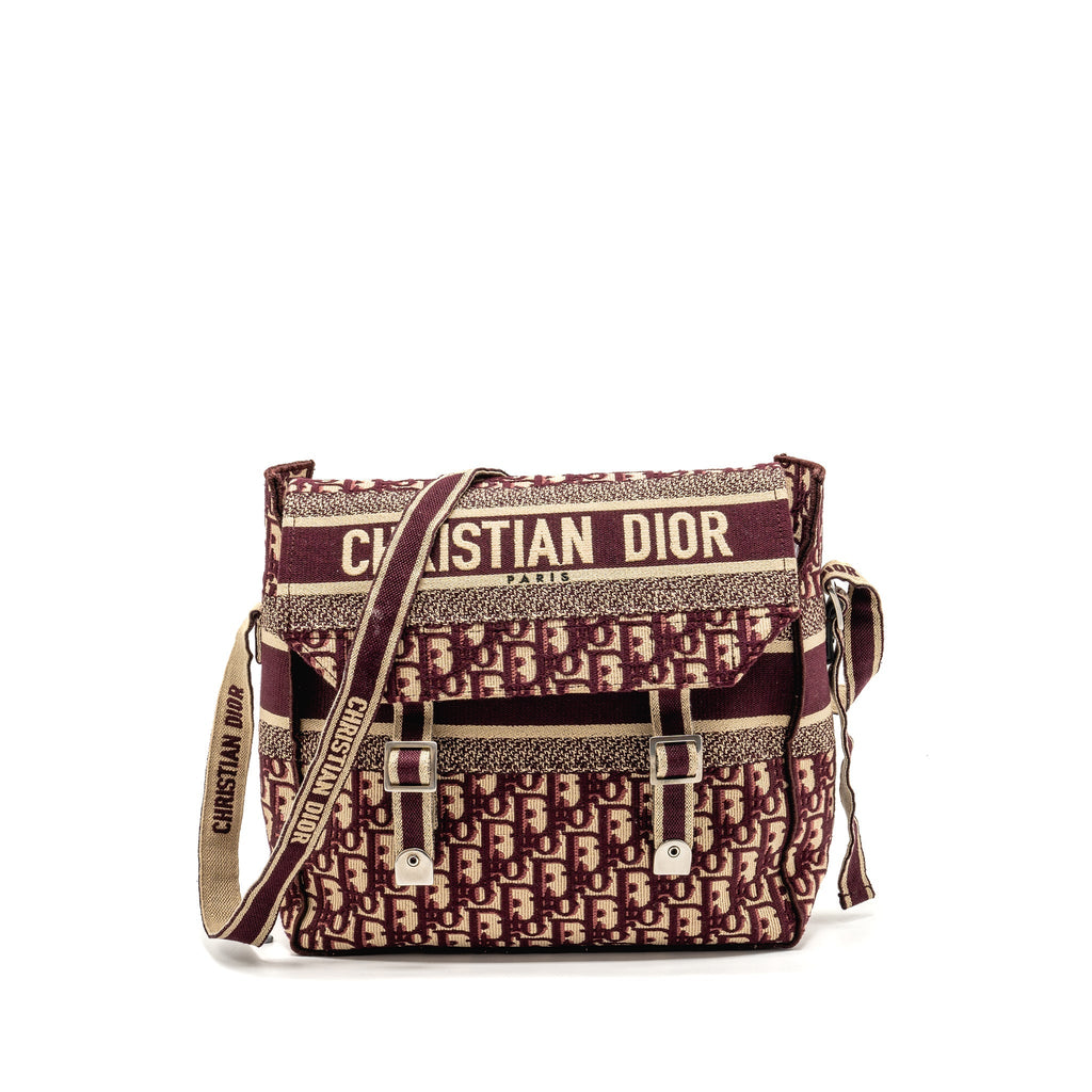 DIOR CROSSBODY MESSENGER BAG OBLIQUE CANVAS BURGUNDY/BEIGE SHW
