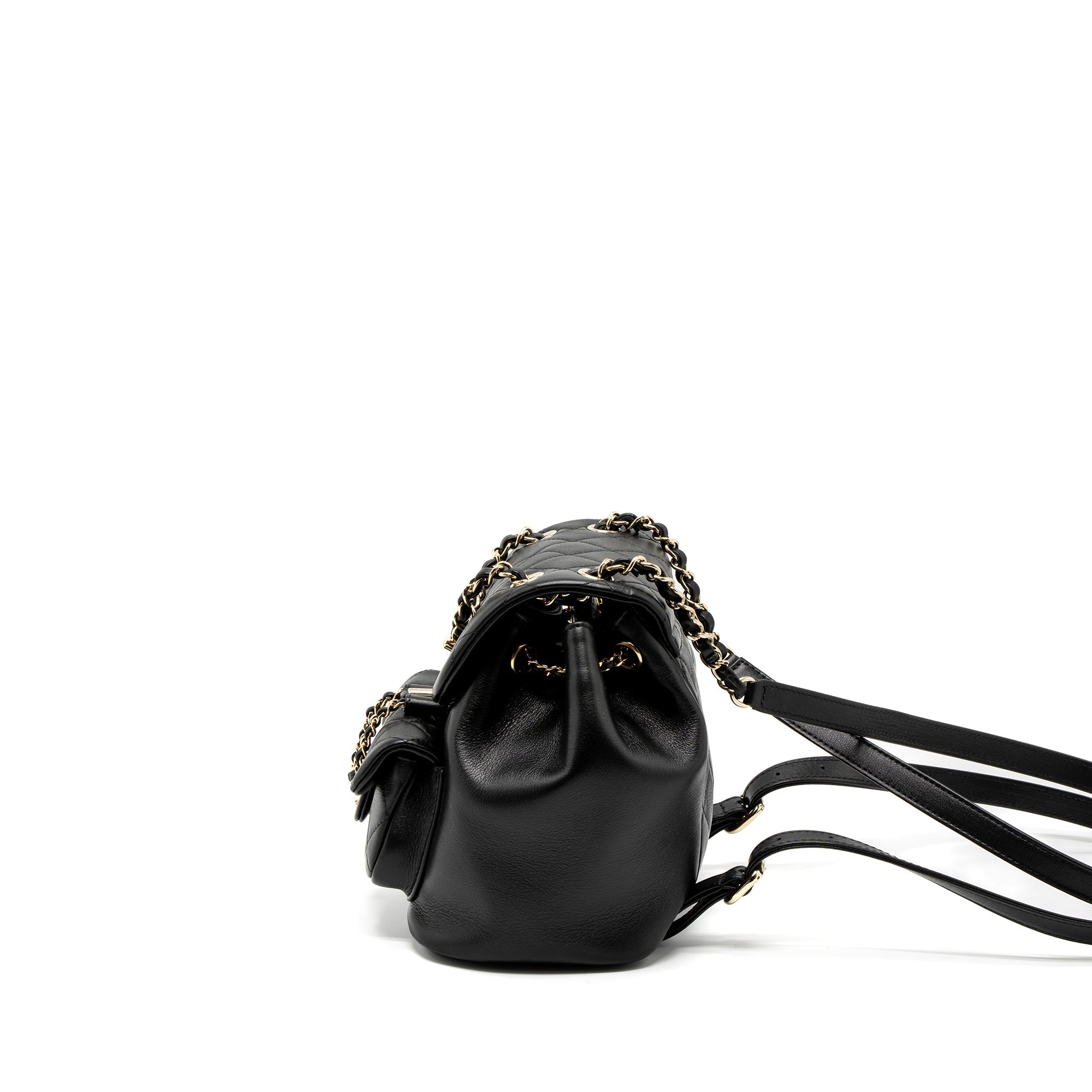 CHANEL 23C DUMA MINI BACKPACK CALFSKIN BLACK LGHW (MICROCHIP)