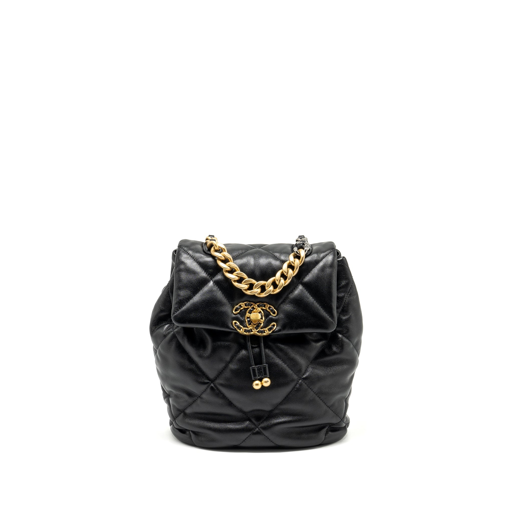 CHANEL 24C 19 BACKPACK SHINY LAMBSKIN BLACK MULTICOLOUR HARDWARE(MICROCHIP)