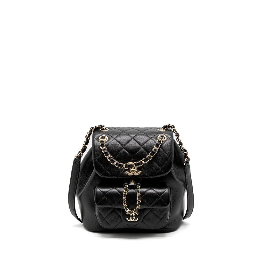 CHANEL 23C DUMA MINI BACKPACK CALFSKIN BLACK LGHW (MICROCHIP)