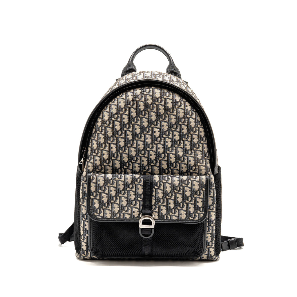 DIOR MEN’S BACKPACK DIOR OBLIQUE CANVAS / CALFSKIN BLUE / BLACK SHW
