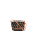 GOYARD BELVEDERE PM MESSENGER BAG GOYARDLINE CANVAS /CALFSKIN BLACK/TAN SHW