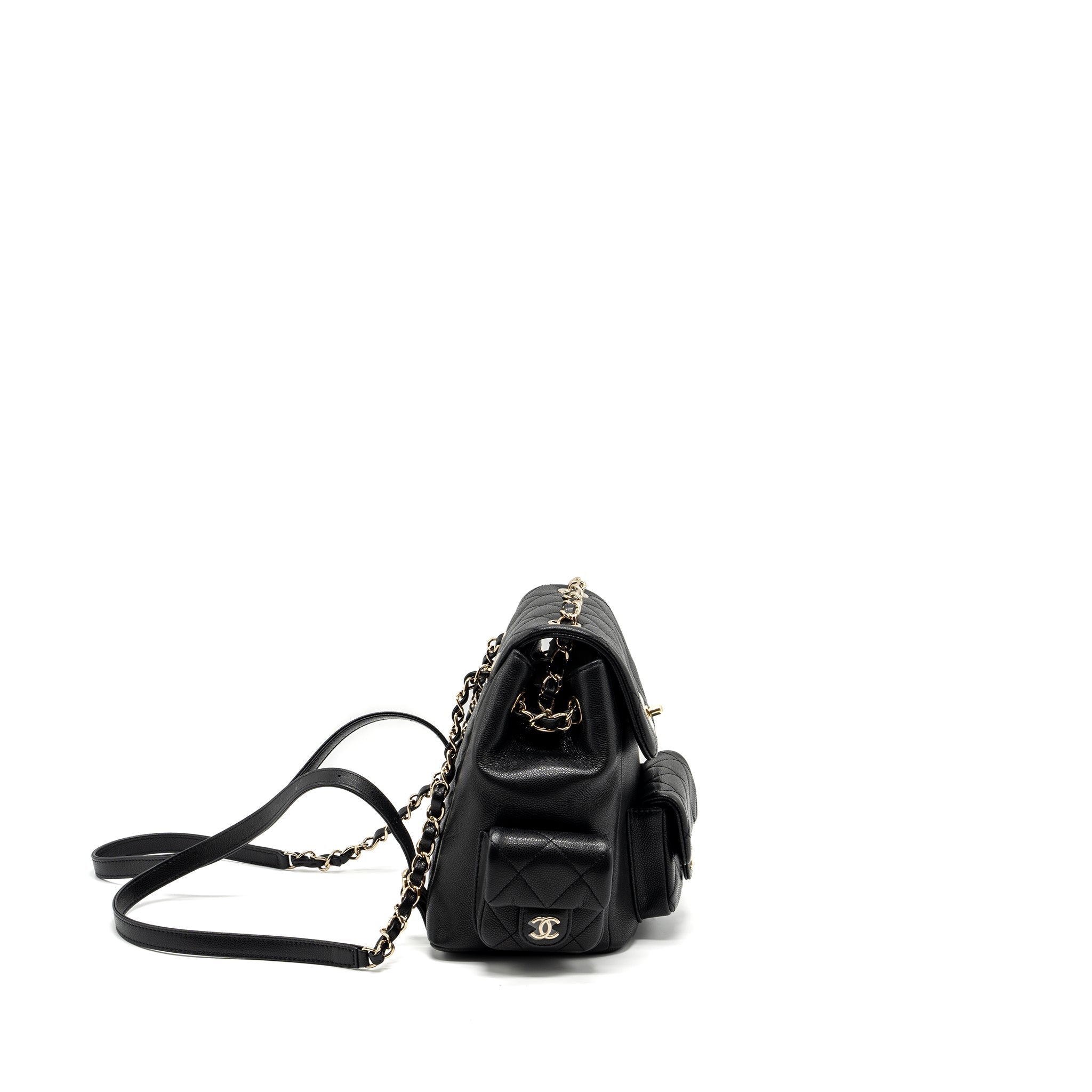 CHANEL 23K TRIPLE POCKET BACKPACK CAVIAR BLACK LGHW (MICROCHIP)