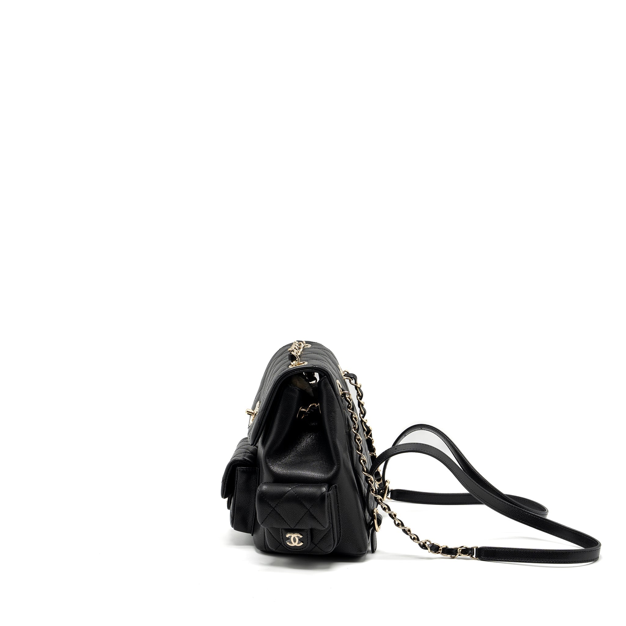 CHANEL 23K TRIPLE POCKET BACKPACK CAVIAR BLACK LGHW (MICROCHIP)