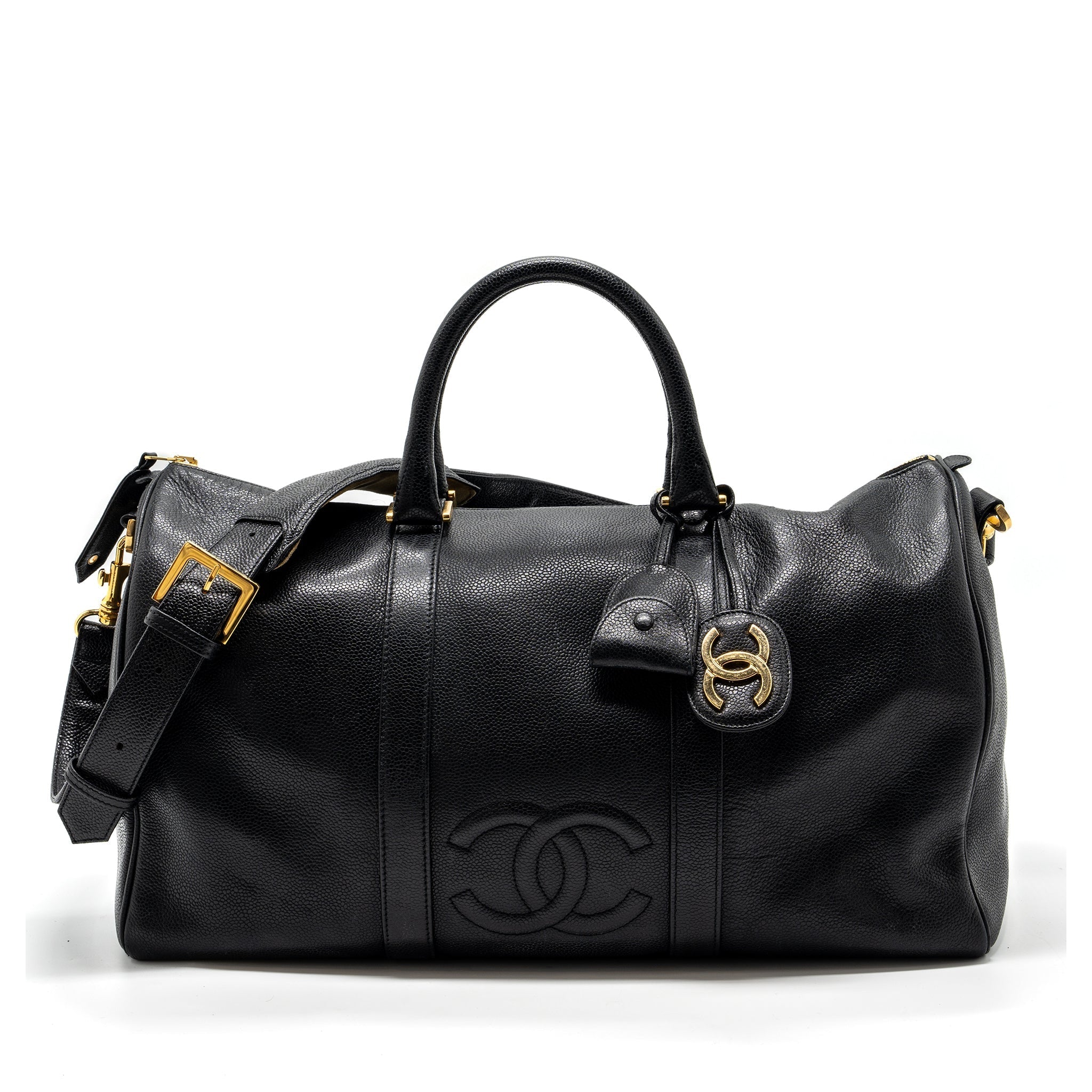 CHANEL VINTAGE TRAVEL BAG CAVIAR BLACK GHW