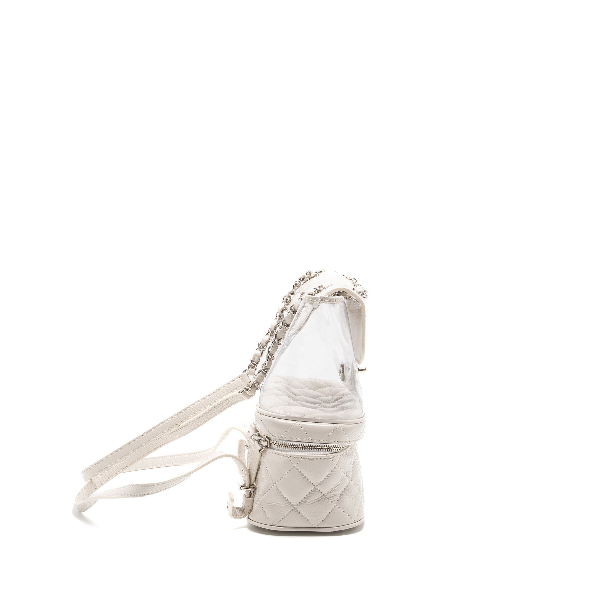 CHANEL TRANSPARENT BACKPACK PVC/SHINY CALFSKIN WHITE SHW