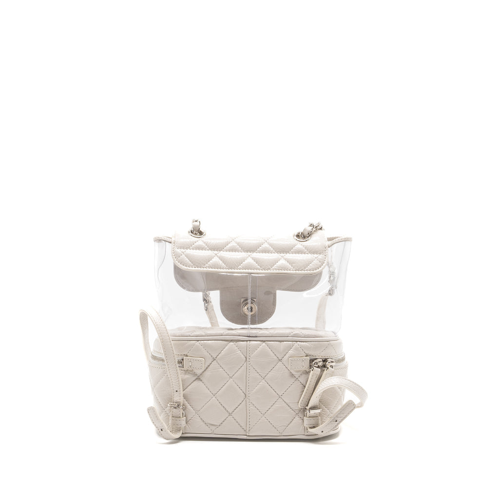 CHANEL TRANSPARENT BACKPACK PVC/SHINY CALFSKIN WHITE SHW