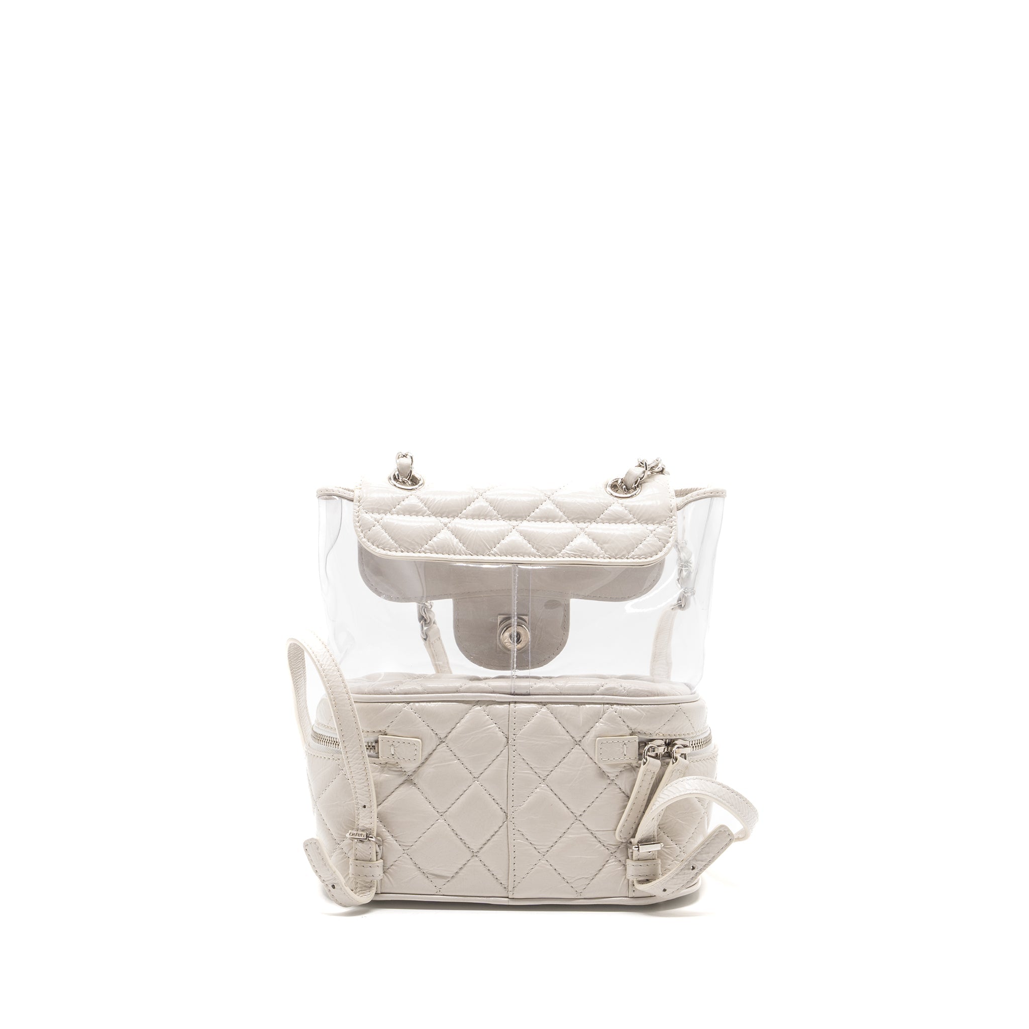 CHANEL TRANSPARENT BACKPACK PVC/SHINY CALFSKIN WHITE SHW