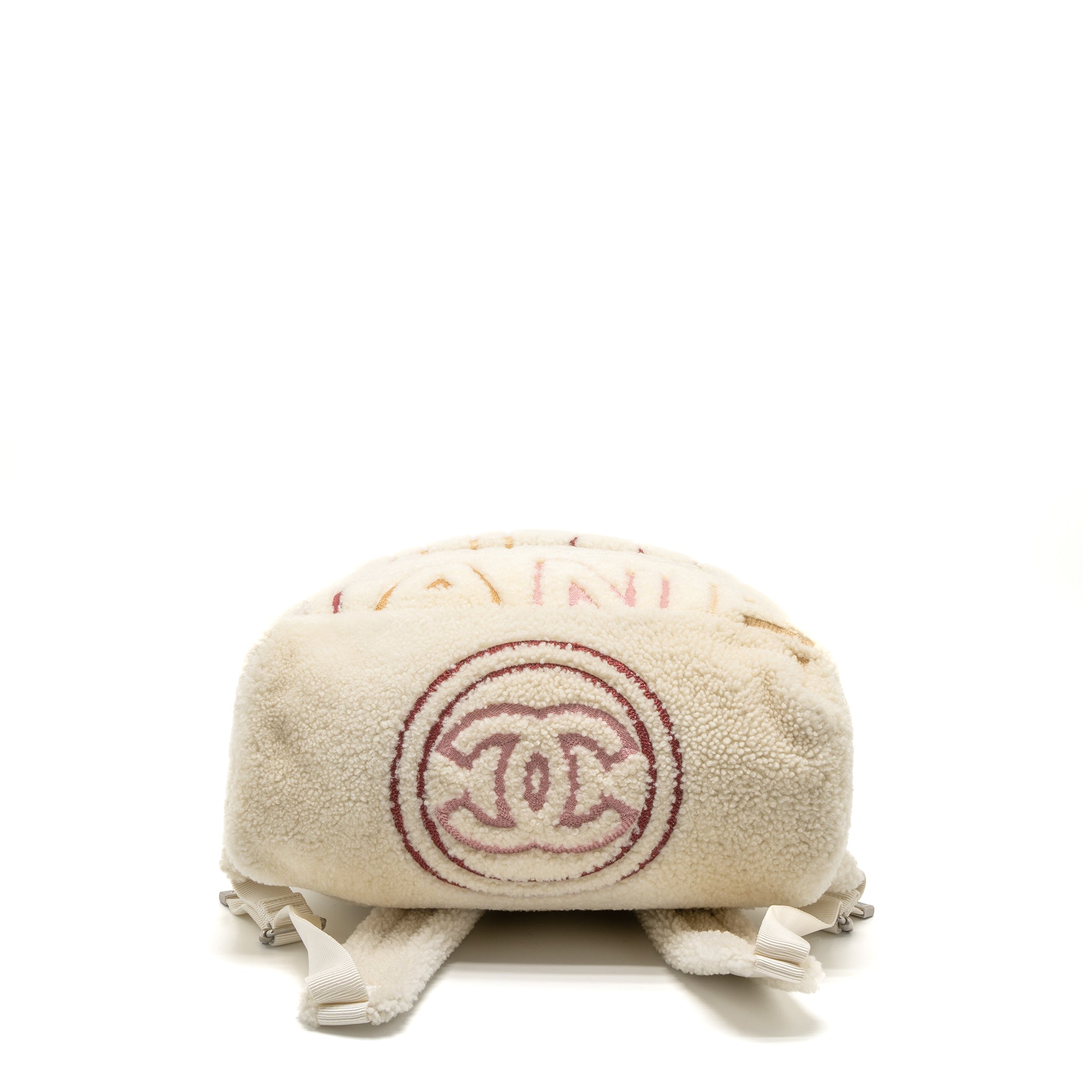 CHANEL 19B BACKPACK SHEARLING WHITE/MULTICOLOUR SHW