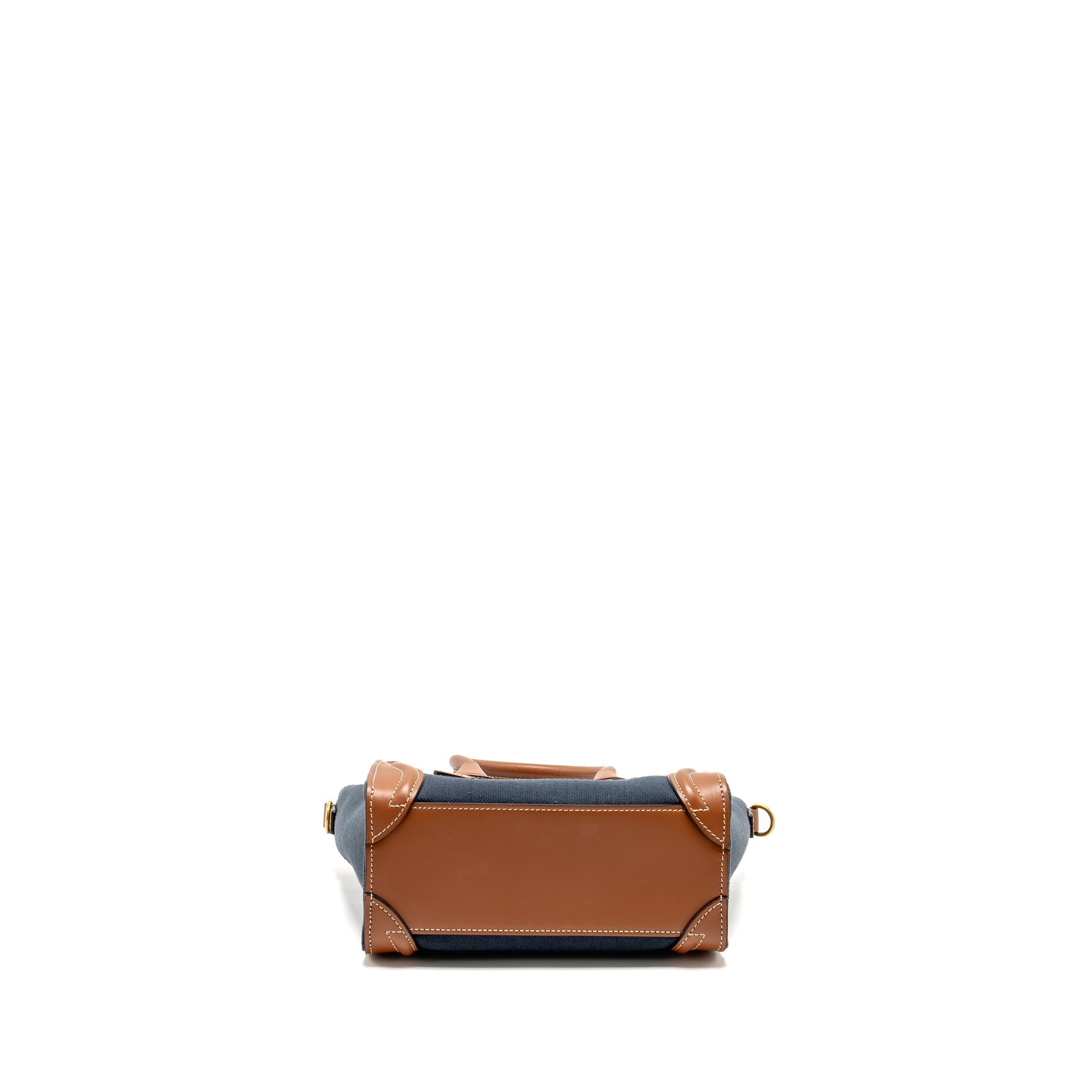 CELINE NANO LUGGAGE BAG CALFSKIN/DENIM TAN/NAVY GHW