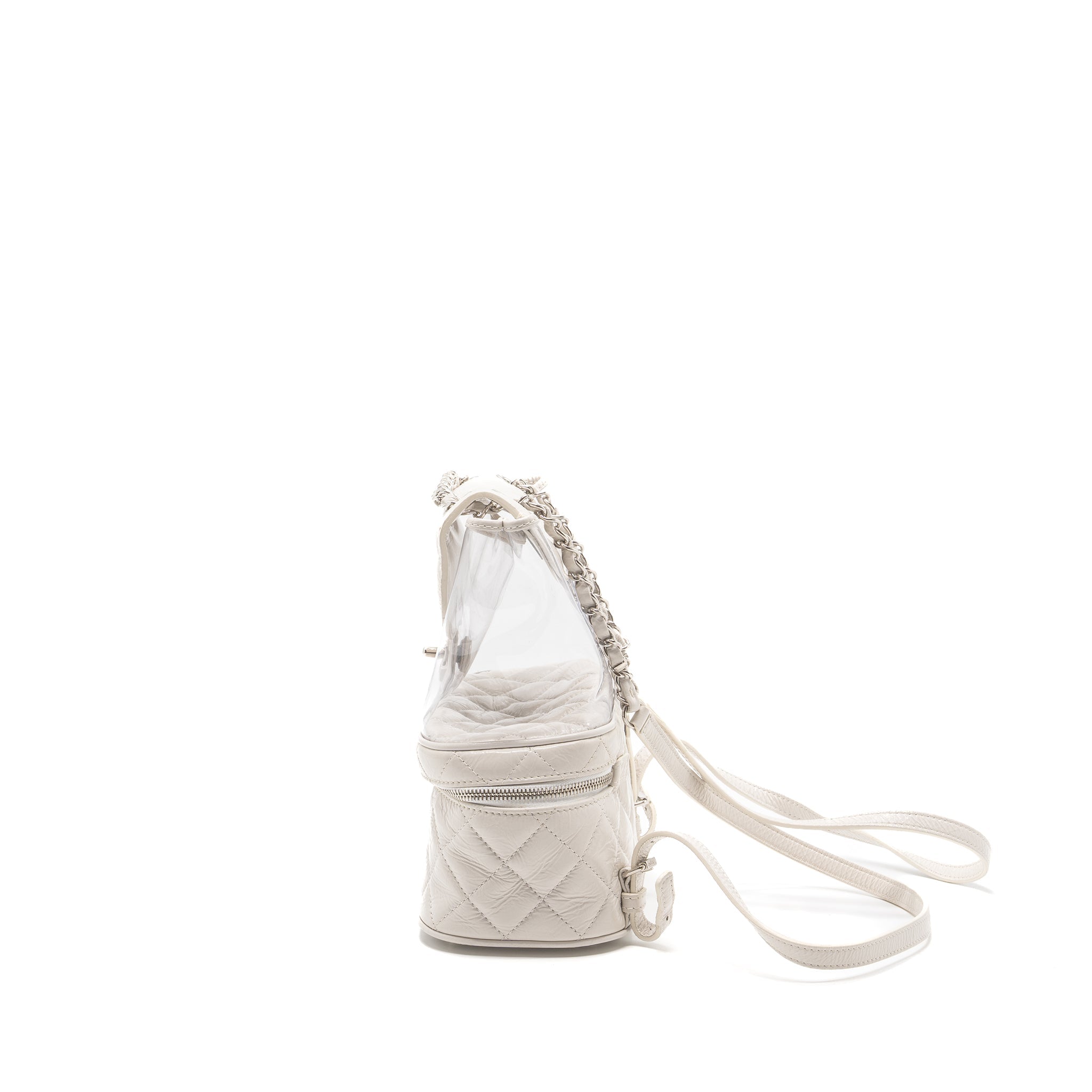 CHANEL TRANSPARENT BACKPACK PVC/SHINY CALFSKIN WHITE SHW