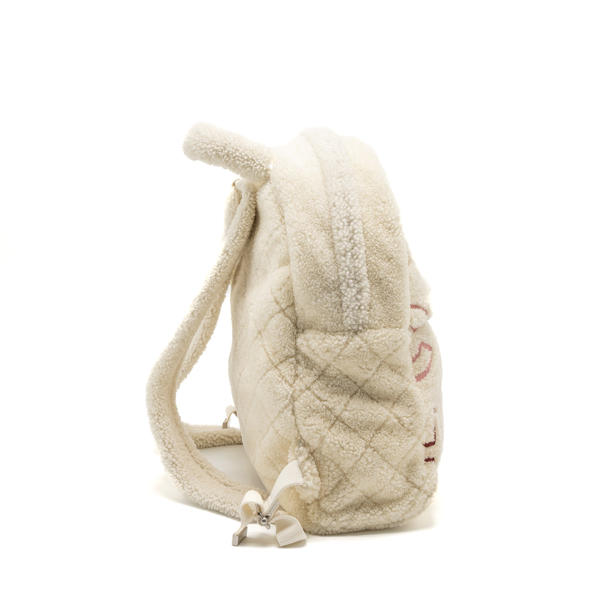 CHANEL 19B BACKPACK SHEARLING WHITE/MULTICOLOUR SHW