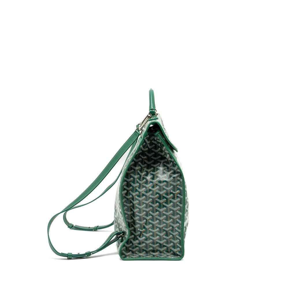 GOYARD SAINT LEGER BACKPACK WITH BULLDOG PRINT CANVAS GREEN SHW