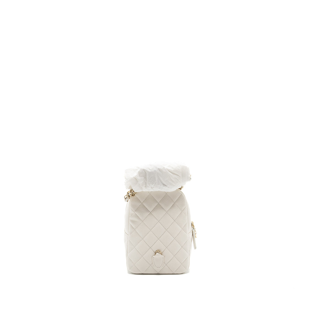 CHANEL 24C MINI BACKPACK/CROSSBODY BAG CAVIAR WHITE LGHW (MICROCHIP)