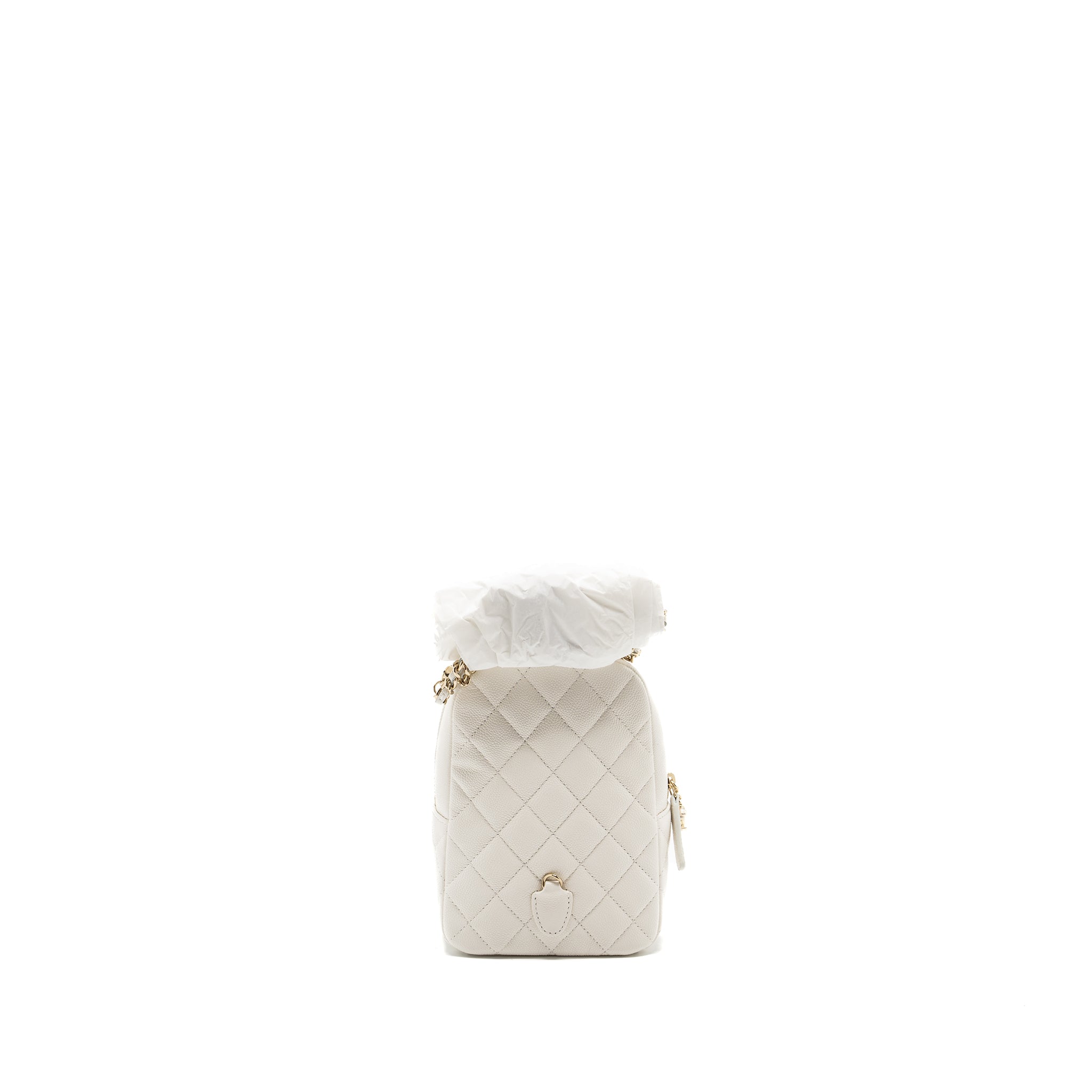 CHANEL 24C MINI BACKPACK/CROSSBODY BAG CAVIAR WHITE LGHW (MICROCHIP)