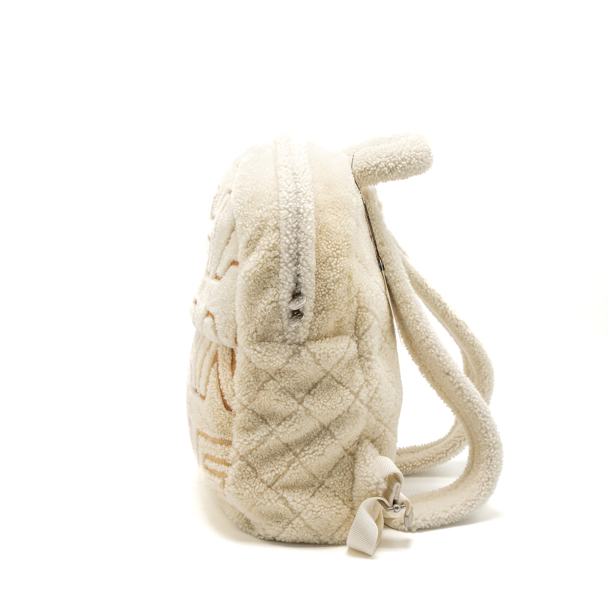 CHANEL 19B BACKPACK SHEARLING WHITE/MULTICOLOUR SHW