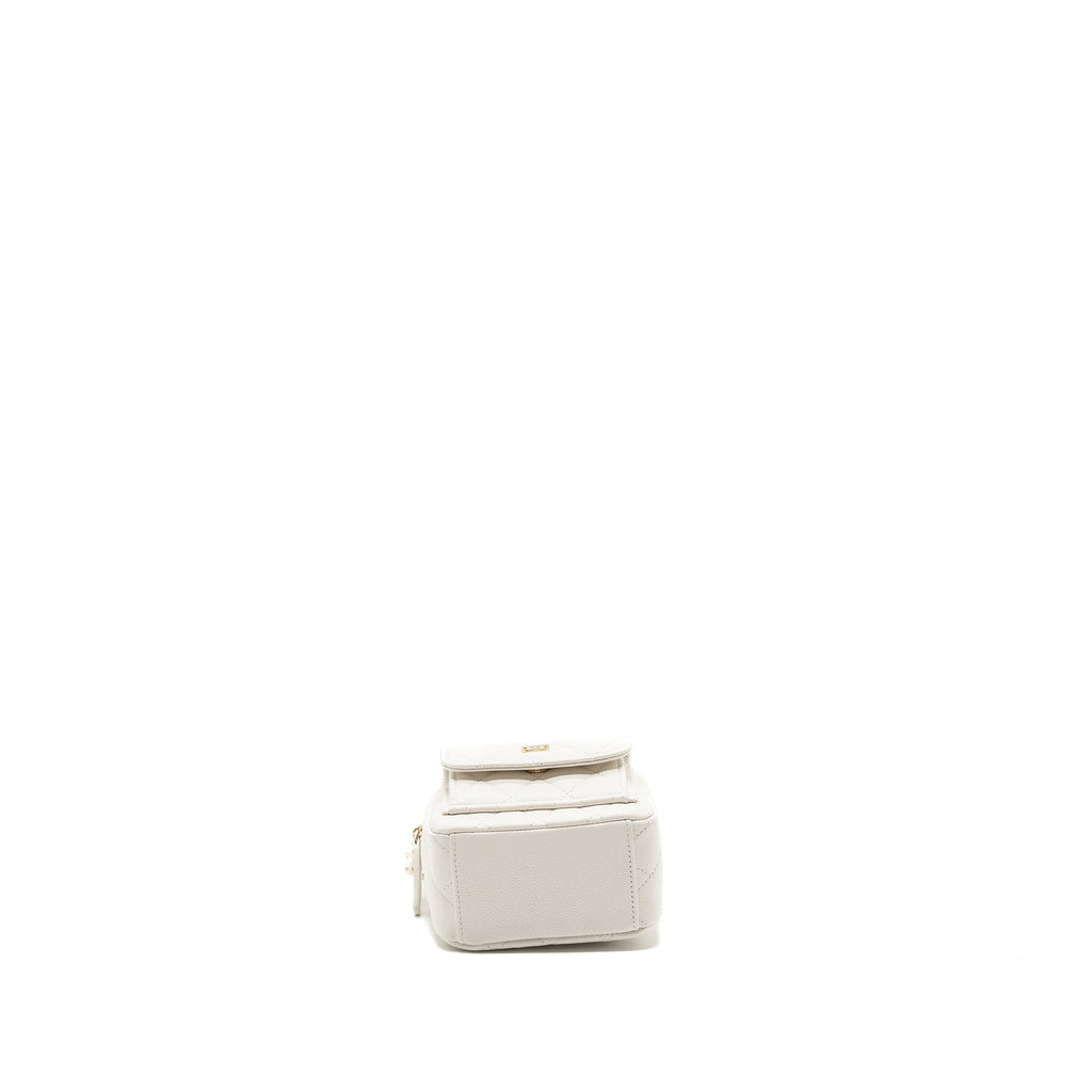 CHANEL 24C MINI BACKPACK/CROSSBODY BAG CAVIAR WHITE LGHW (MICROCHIP)