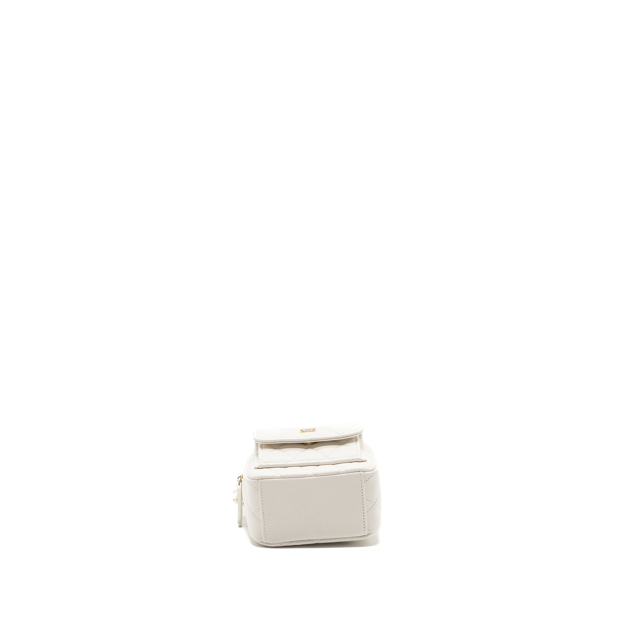 CHANEL 24C MINI BACKPACK/CROSSBODY BAG CAVIAR WHITE LGHW (MICROCHIP)