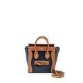 CELINE NANO LUGGAGE BAG CALFSKIN/DENIM TAN/NAVY GHW