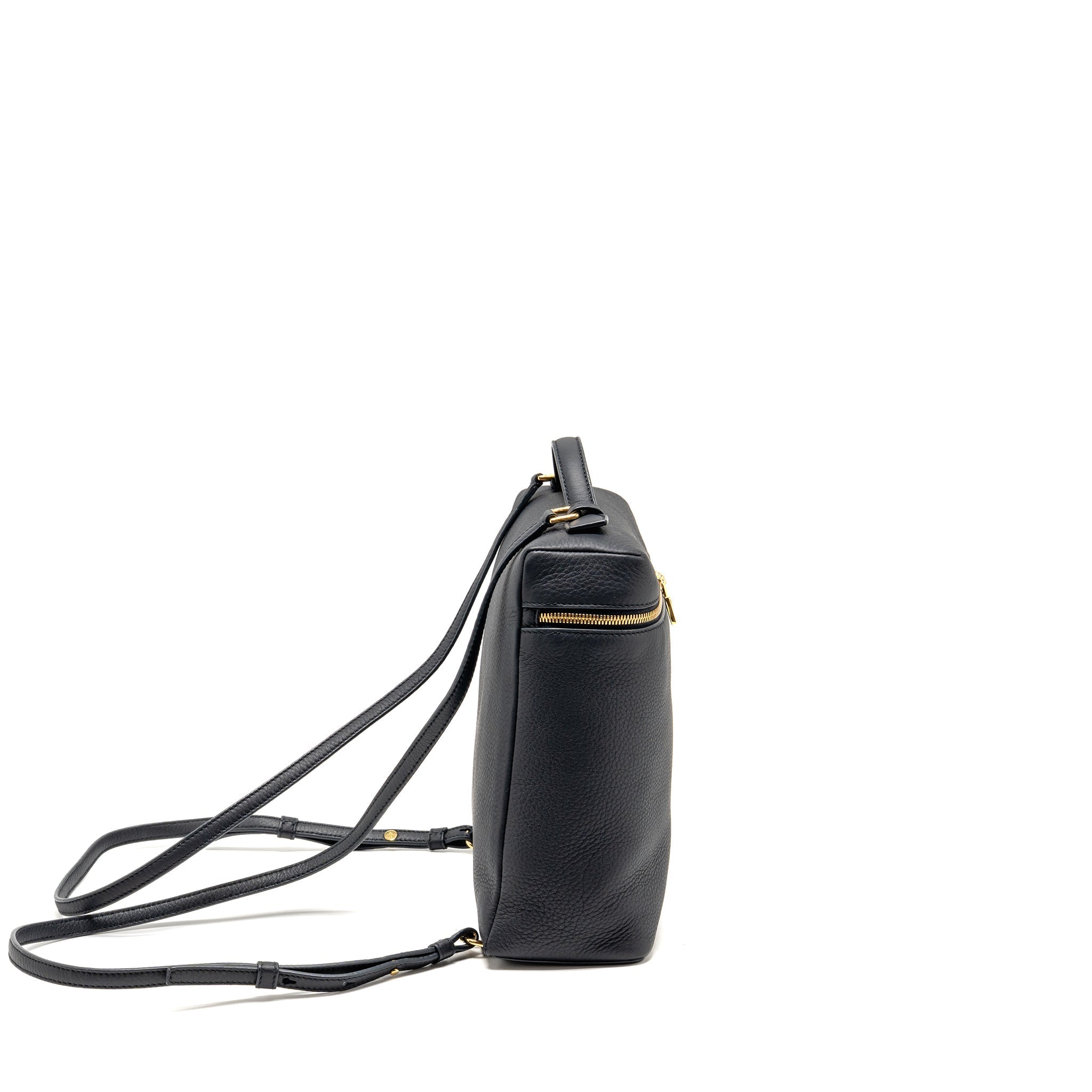 LORO PIANA EXTRA POCKET BACKPACK L23.5 GRAINED CALFSKIN NAVY GHW
