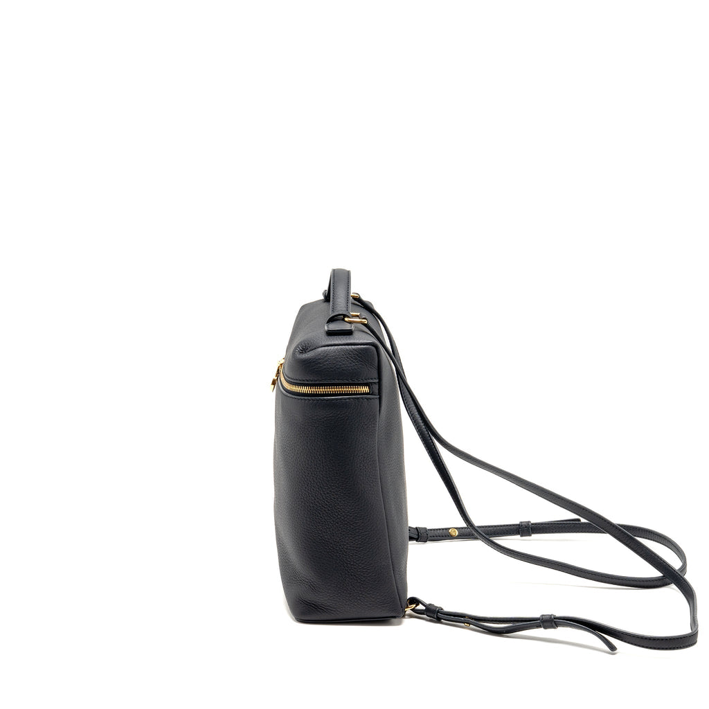 LORO PIANA EXTRA POCKET BACKPACK L23.5 GRAINED CALFSKIN NAVY GHW