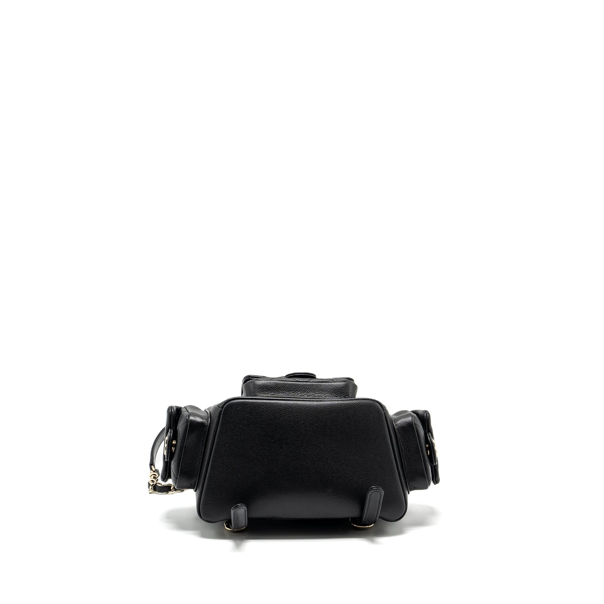 CHANEL TRIPLE POCKET BACKPACK CAVIAR BLACK LGHW (MICROCHIP)