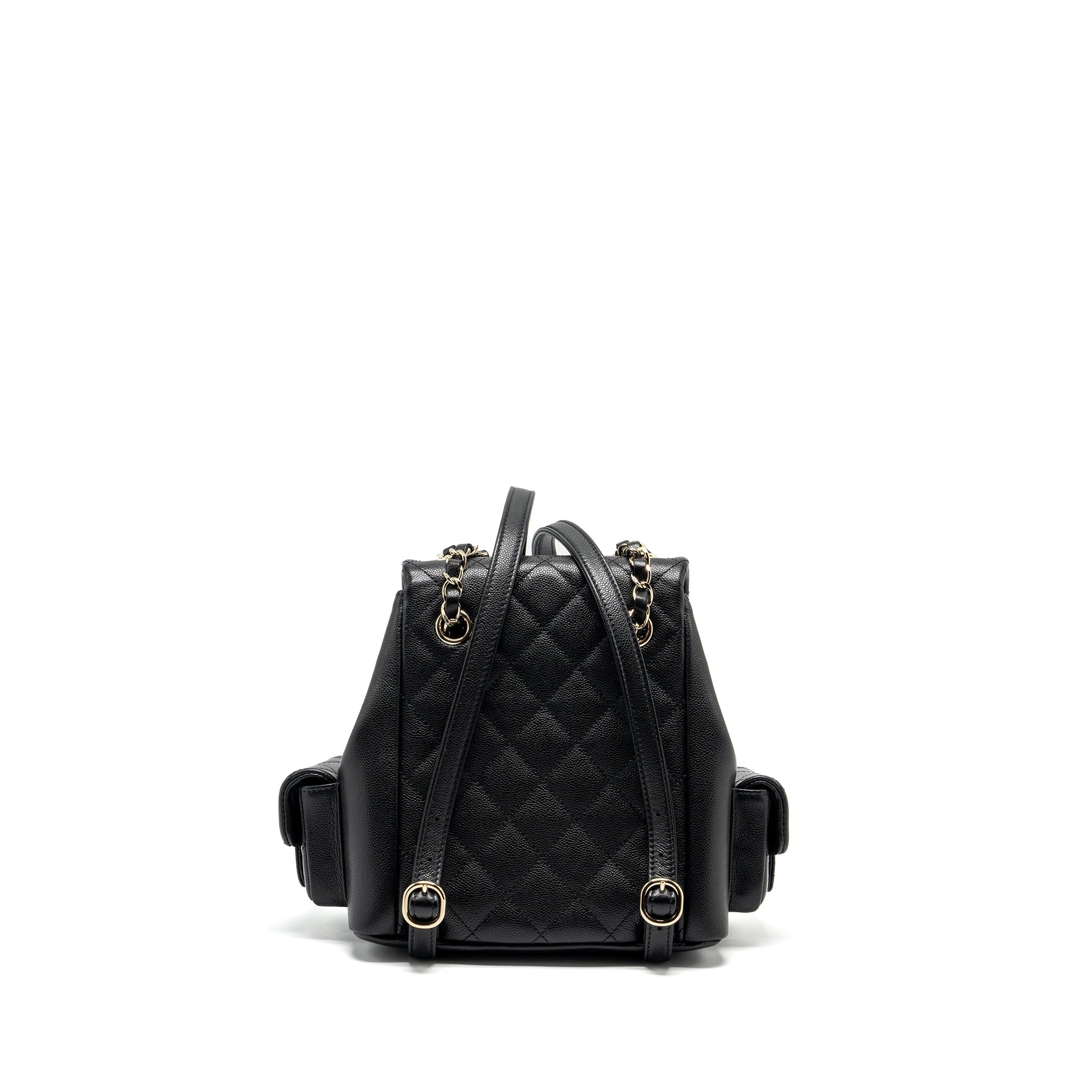 CHANEL TRIPLE POCKET BACKPACK CAVIAR BLACK LGHW (MICROCHIP)